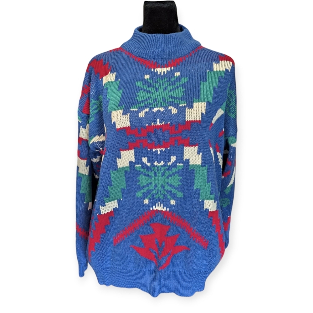 Vintage 1980s The Cube Geometric Pattern Sweater